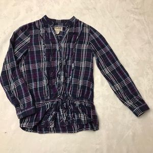 Girls Mudd Flannel Shirt Plaid with Ruffles
